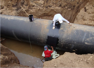 Pipe weld anti-corrosion construction